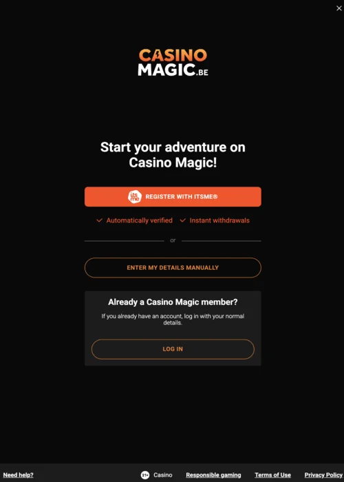 MagicWins Casino magische registratie in 20 seconden met toverstaf verificatie
